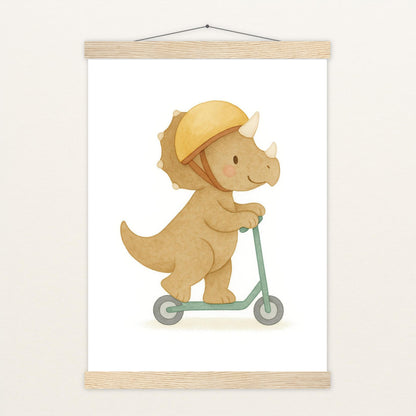 Dinosaurier Triceratops - Motiv: "Roller" Poster mit Leisten von tinylearner