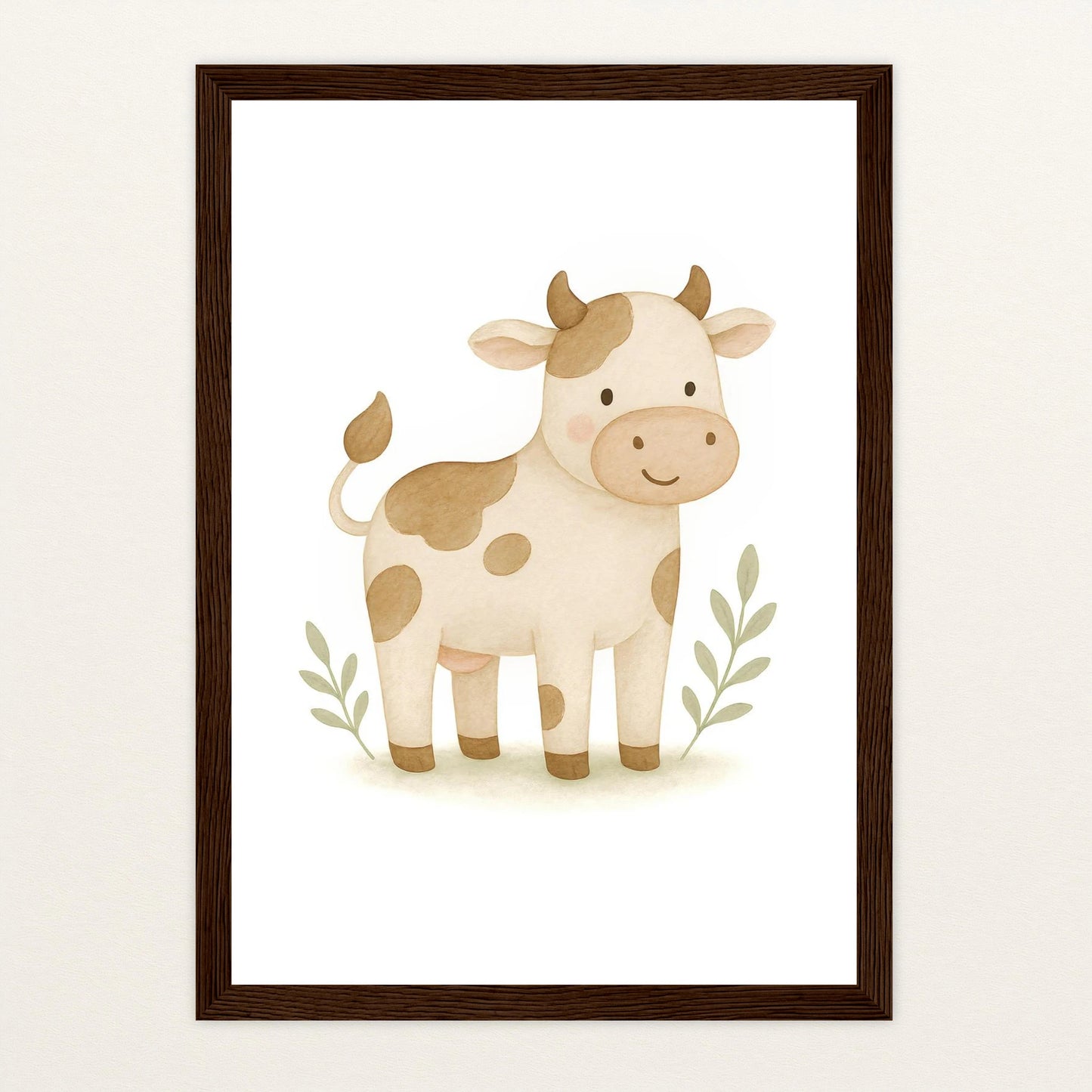Klara die Kuh Poster mit Holzrahmen von tinylearner