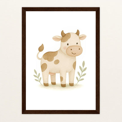 Klara die Kuh Poster mit Holzrahmen von tinylearner