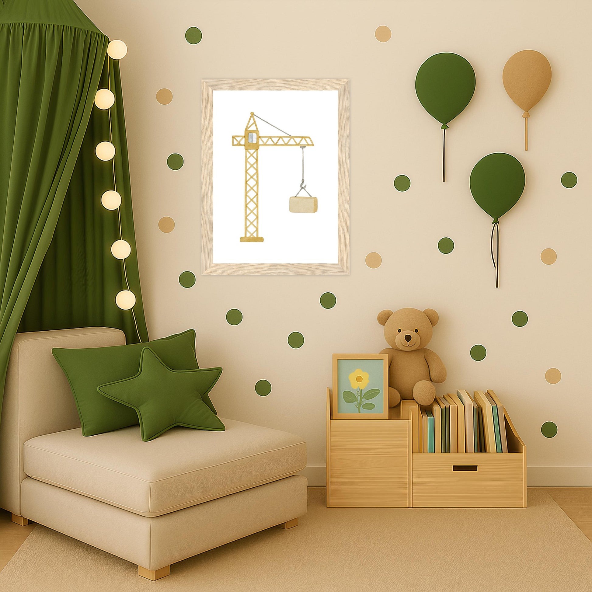 Kran Poster mit Holzrahmen von tinylearner