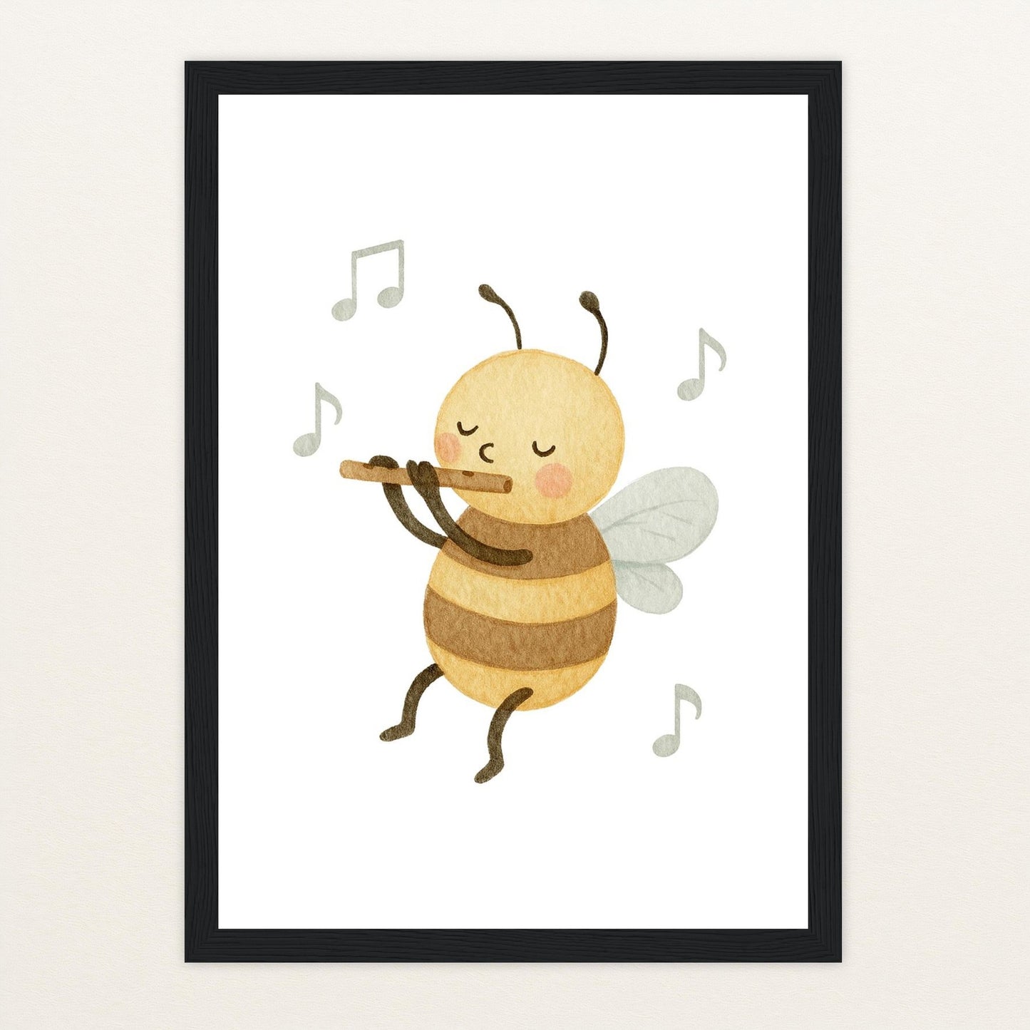 Bibi die Biene - Motiv: "Flöte" Poster mit Holzrahmen von tinylearner