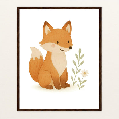 Finnegan der Fuchs Poster mit Holzrahmen von tinylearner