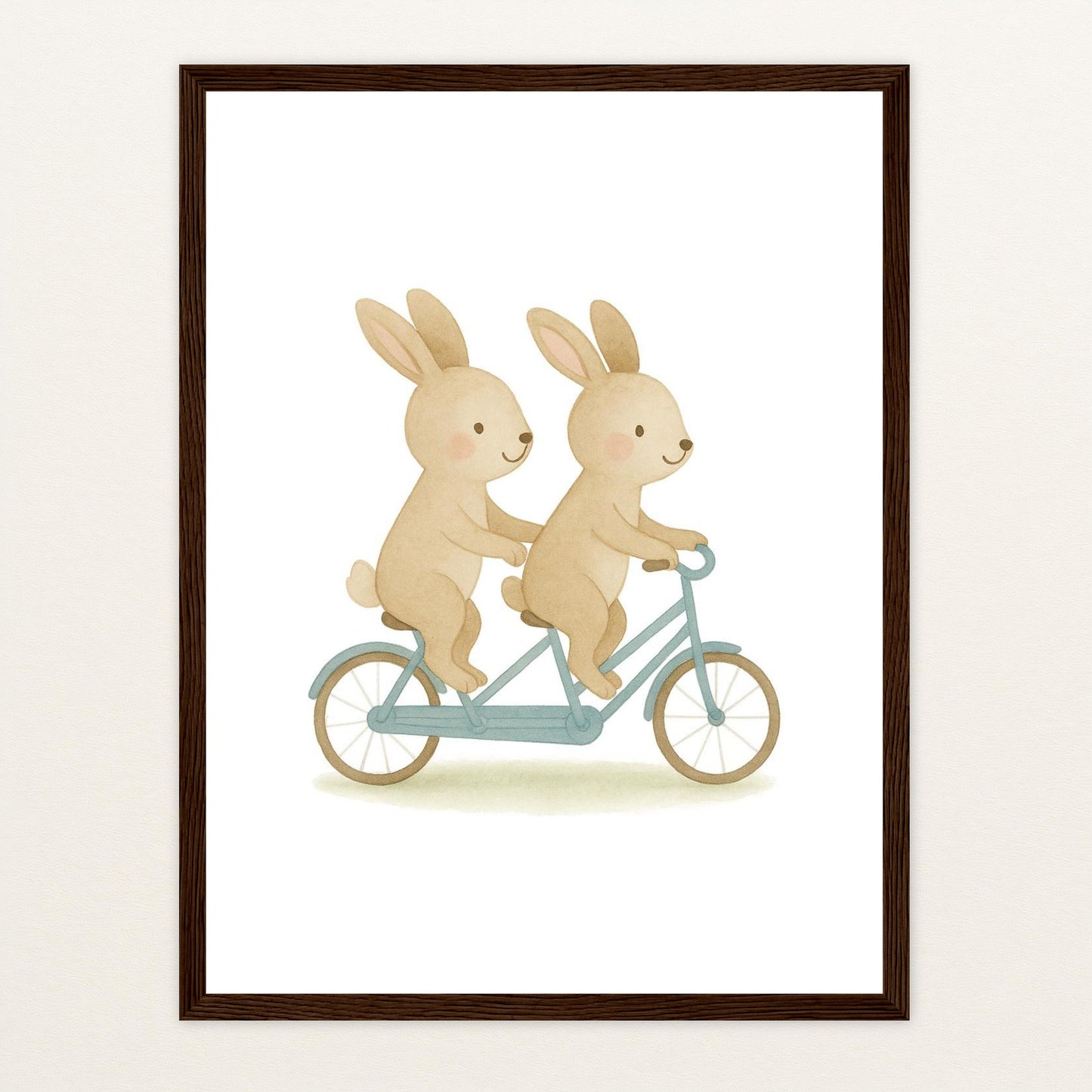 Holly der Hase - Motiv: "Tandem" Poster mit Holzrahmen von tinylearner
