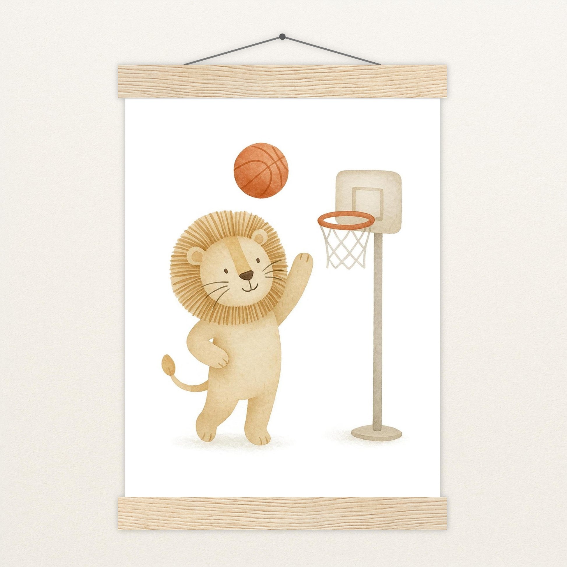 Leo der Löwe - Motiv: "Basketball" Poster mit Leisten von tinylearner