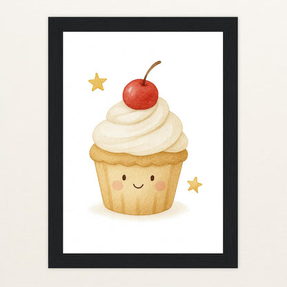 Süßes: Cupcake Poster mit Holzrahmen von tinylearner