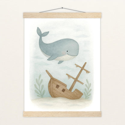 Willi der Wal - Motiv: "Schiffswrack" Poster mit Leisten von tinylearner