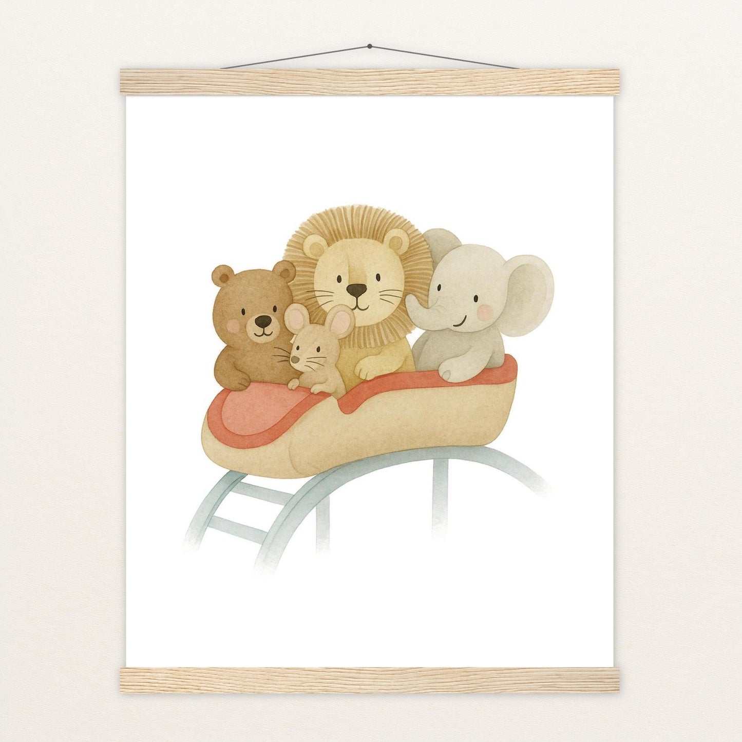 Tierfreunde - Motiv: "Achterbahn" Poster mit Leisten von tinylearner