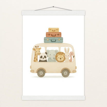Tierfreunde - Motiv: "Reisebus" Poster mit Leisten von tinylearner