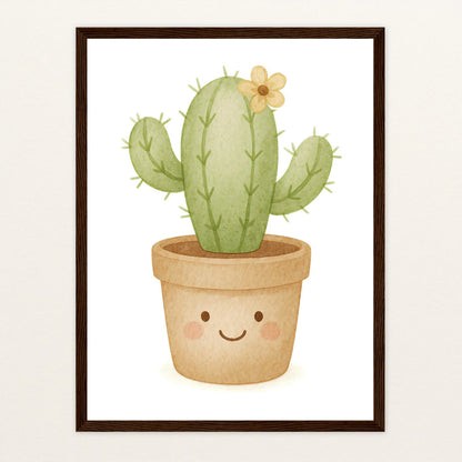 Kaktus Poster mit Holzrahmen von tinylearner