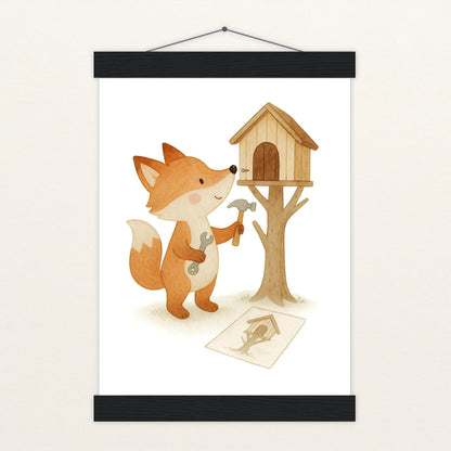 Finnegan der Fuchs - Motiv: "Baumhaus" Poster mit Leisten von tinylearner