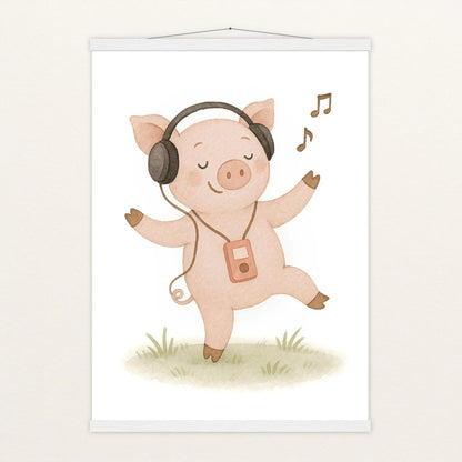 Susi das Schwein - Motiv: "Musik" Poster mit Leisten von tinylearner
