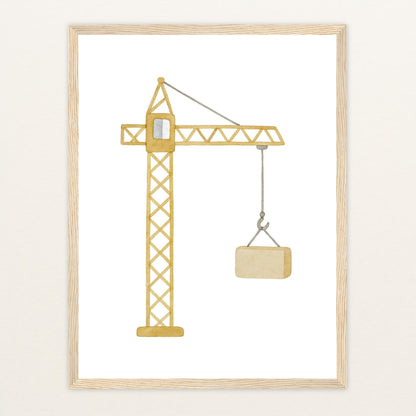 Kran Poster mit Holzrahmen von tinylearner