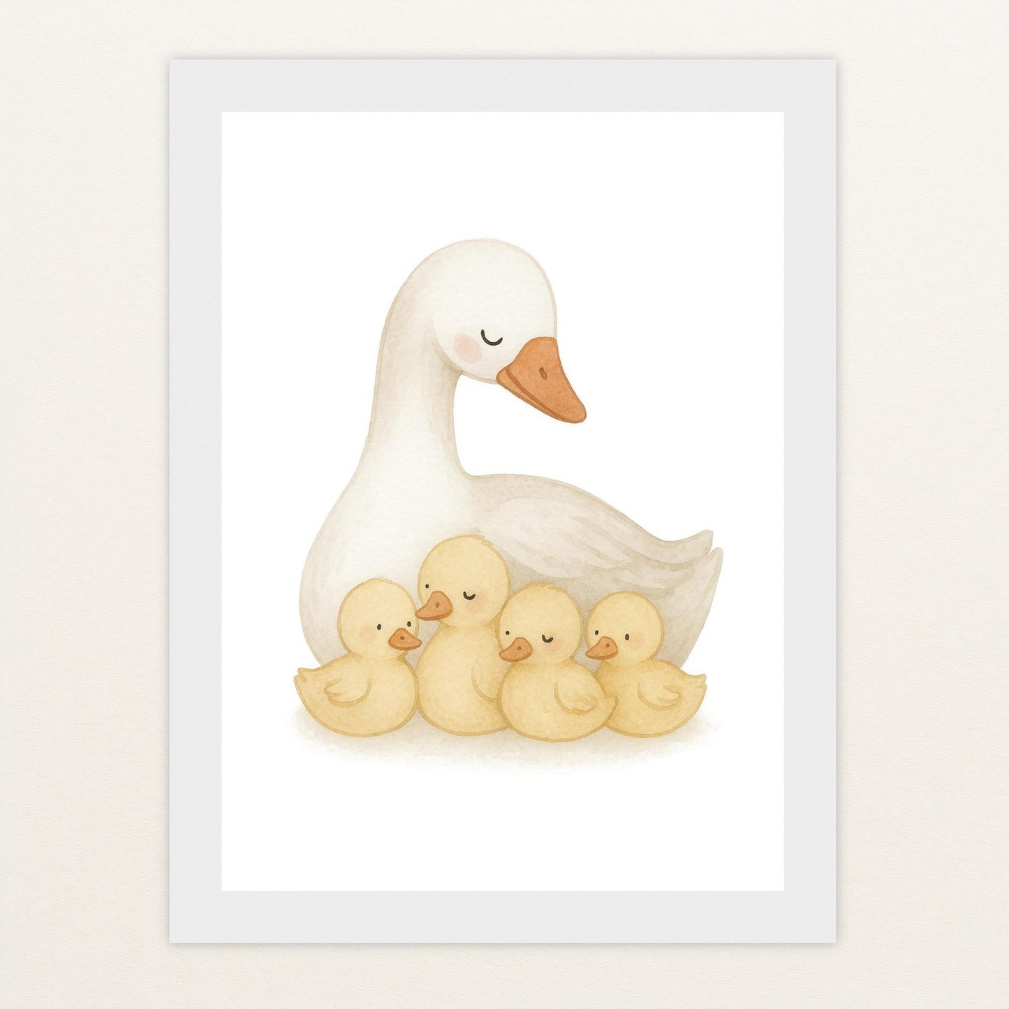 Gusi die Gans - Motiv: "Familie" Poster mit Holzrahmen von tinylearner