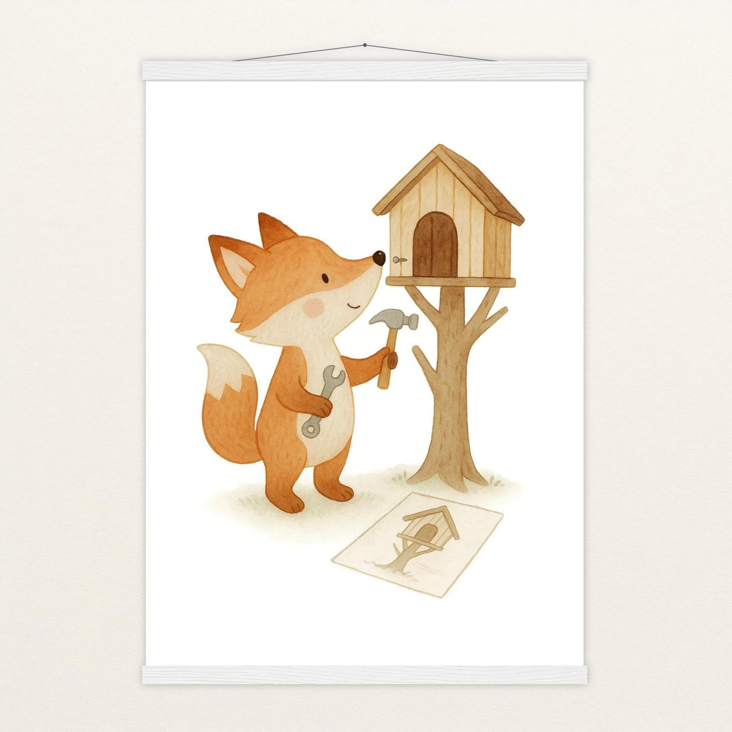 Finnegan der Fuchs - Motiv: "Baumhaus" Poster mit Leisten von tinylearner