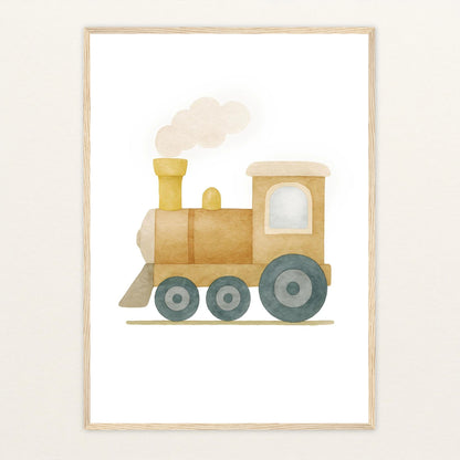 Lokomotive Poster mit Holzrahmen von tinylearner