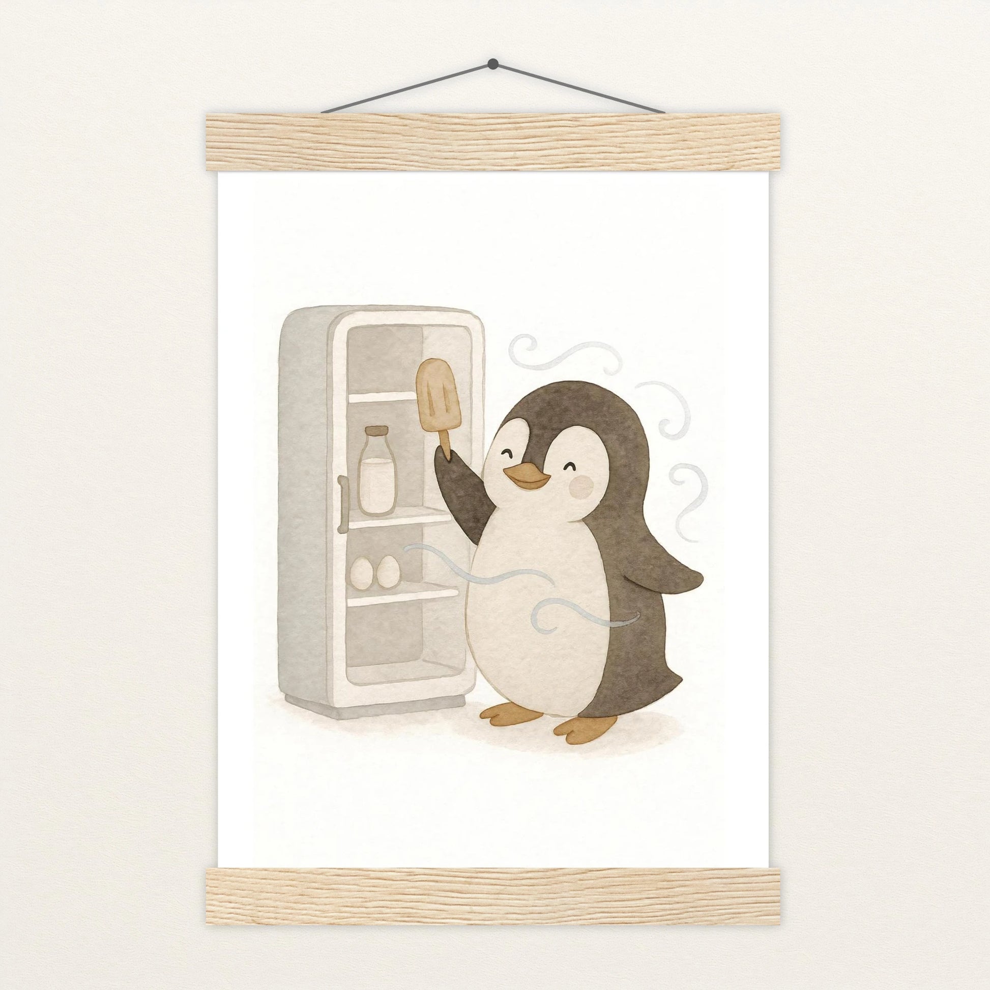 Pia der Pinguin - Motiv: "Eis" Poster mit Leisten von tinylearner