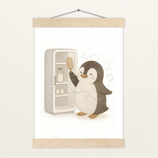 Pia der Pinguin - Motiv: "Eis" Poster mit Leisten von tinylearner