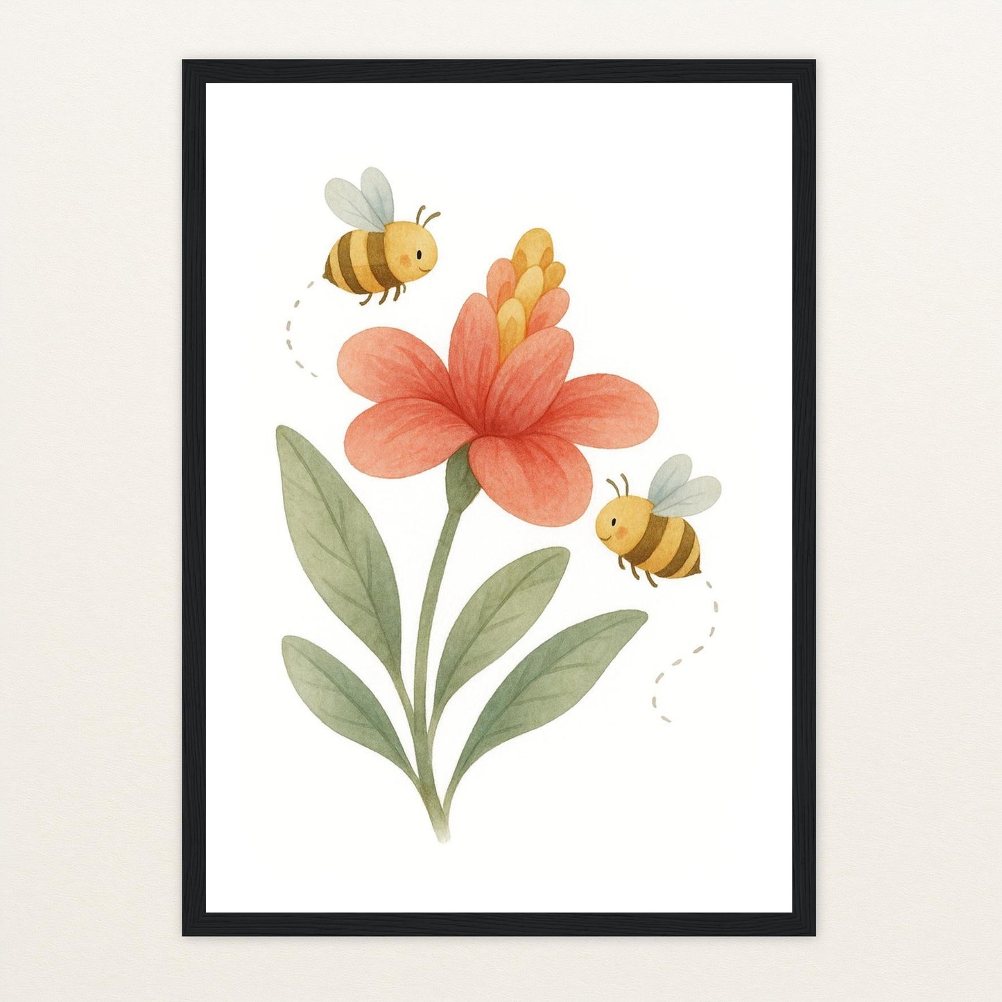 Bibi die Biene - Motiv: "Blume" Poster mit Holzrahmen von tinylearner