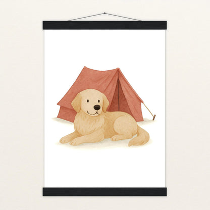 Hugo der Hund - Motiv: "Zelt" Poster mit Leisten von tinylearner