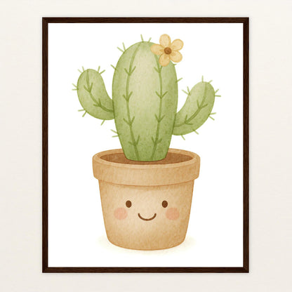 Kaktus Poster mit Holzrahmen von tinylearner