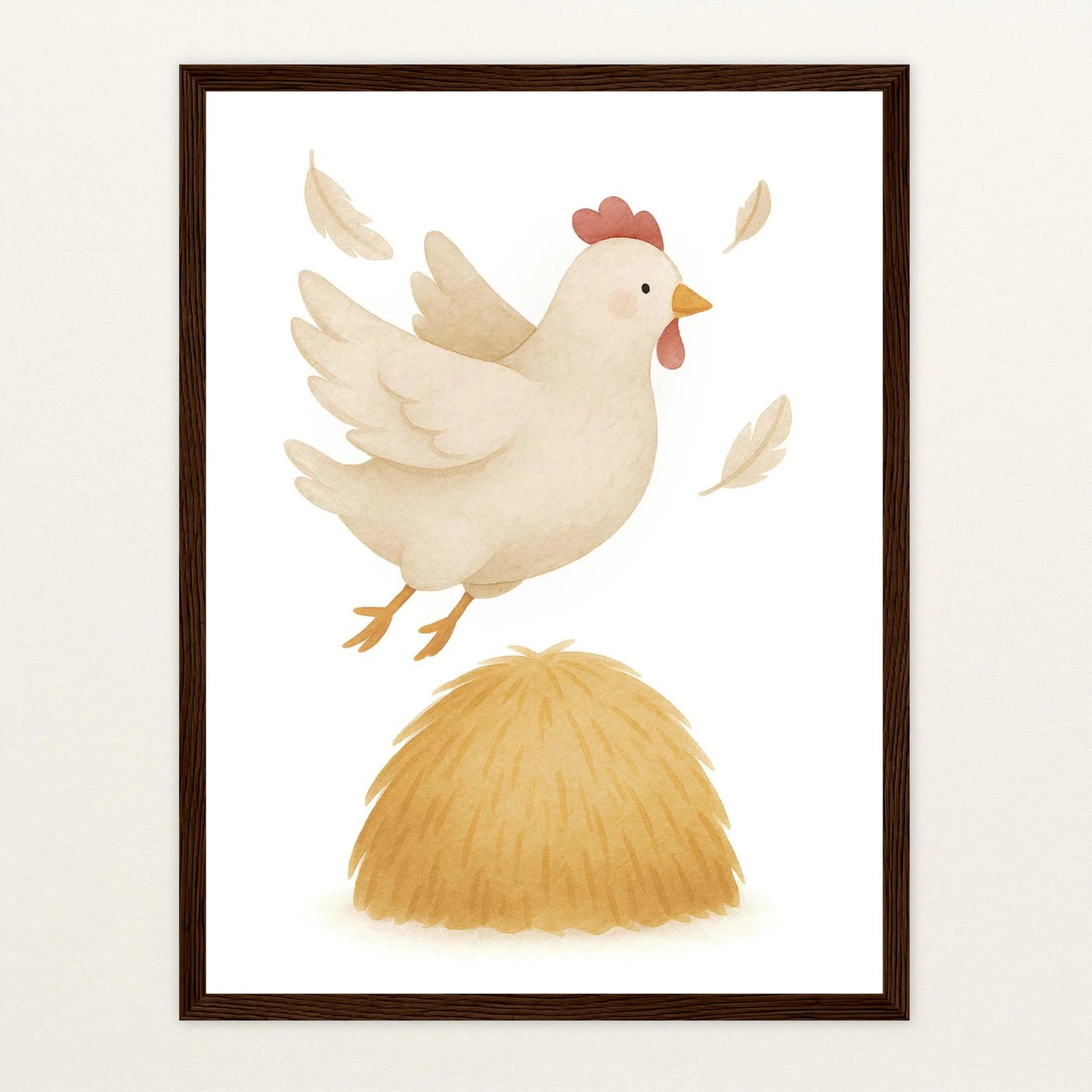 Hanni das Huhn - Motiv: "Heu" Poster mit Holzrahmen von tinylearner