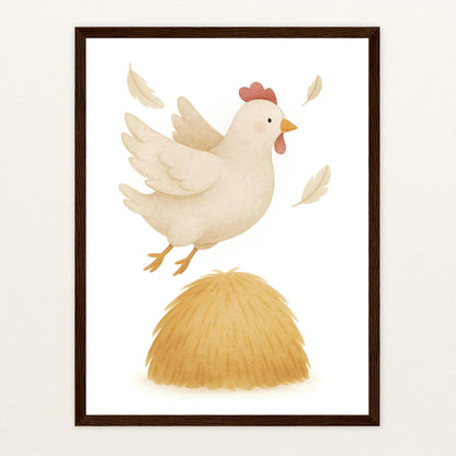 Hanni das Huhn - Motiv: "Heu" Poster mit Holzrahmen von tinylearner