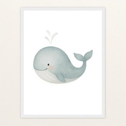 Willi der Wal Poster mit Holzrahmen von tinylearner