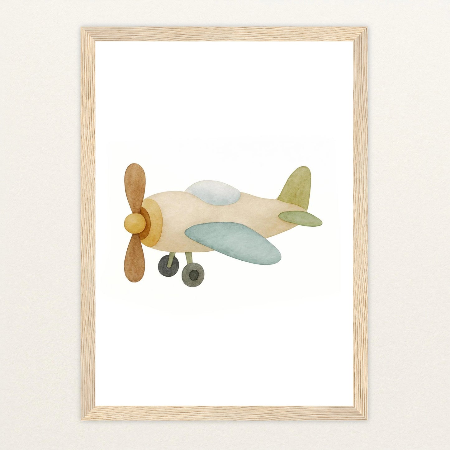 Propellerflugzeug Poster mit Holzrahmen von tinylearner