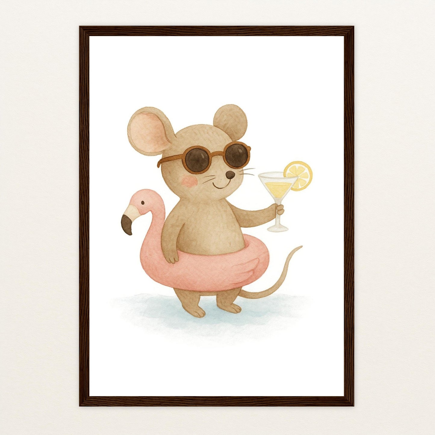 Mimi die Maus - Motiv: "Pooltag" Poster mit Holzrahmen von tinylearner