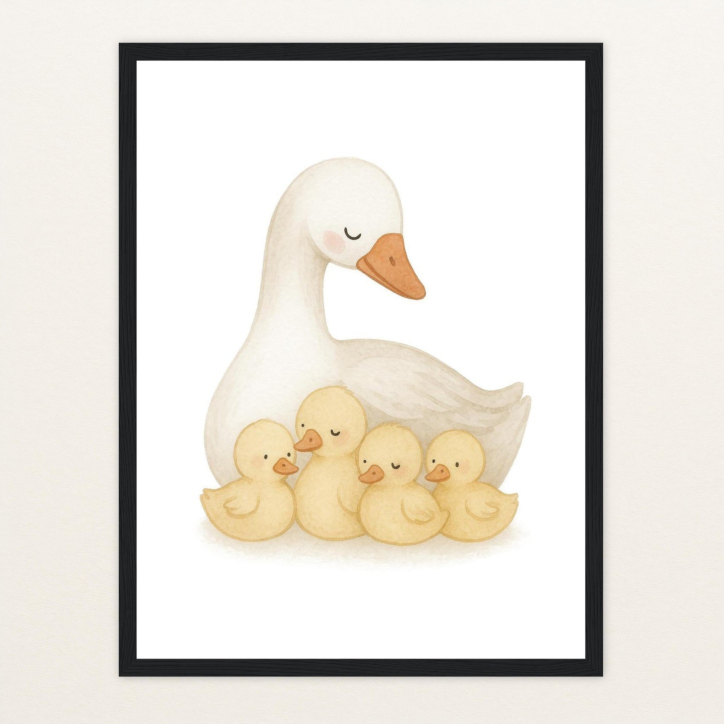 Gusi die Gans - Motiv: "Familie" Poster mit Holzrahmen von tinylearner