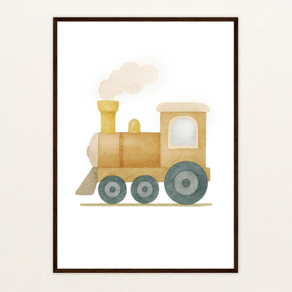 Lokomotive Poster mit Holzrahmen von tinylearner