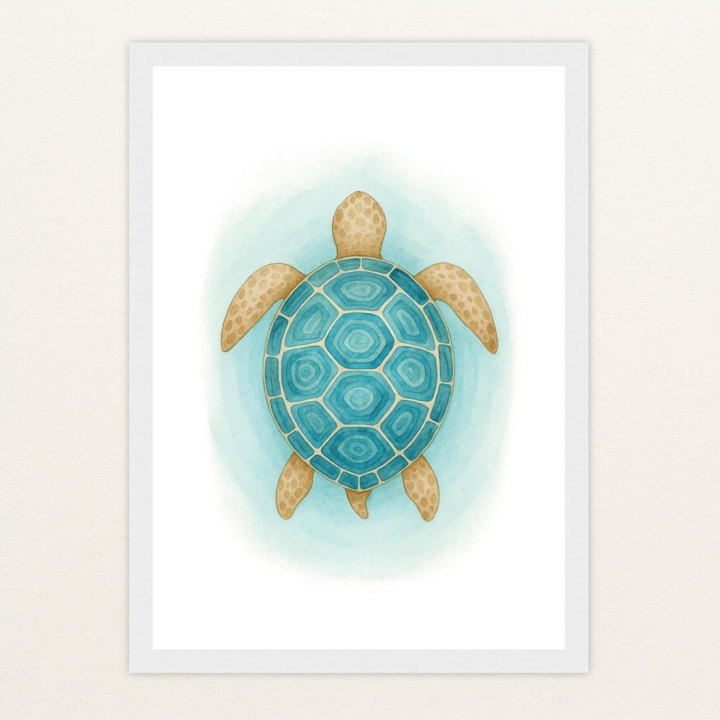 Sora die Schildkröte - Motiv: "Treiben" Poster mit Holzrahmen von tinylearner