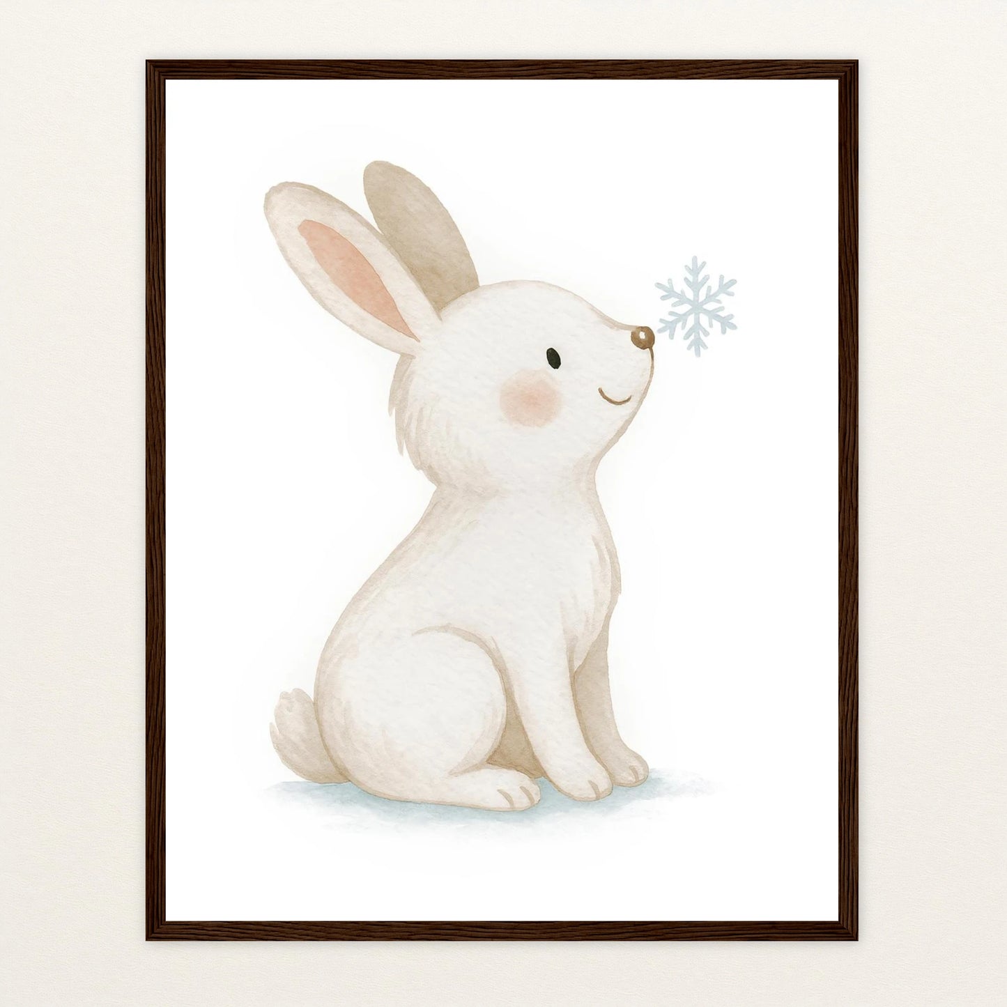 Sina der Schneehase Poster mit Holzrahmen von tinylearner