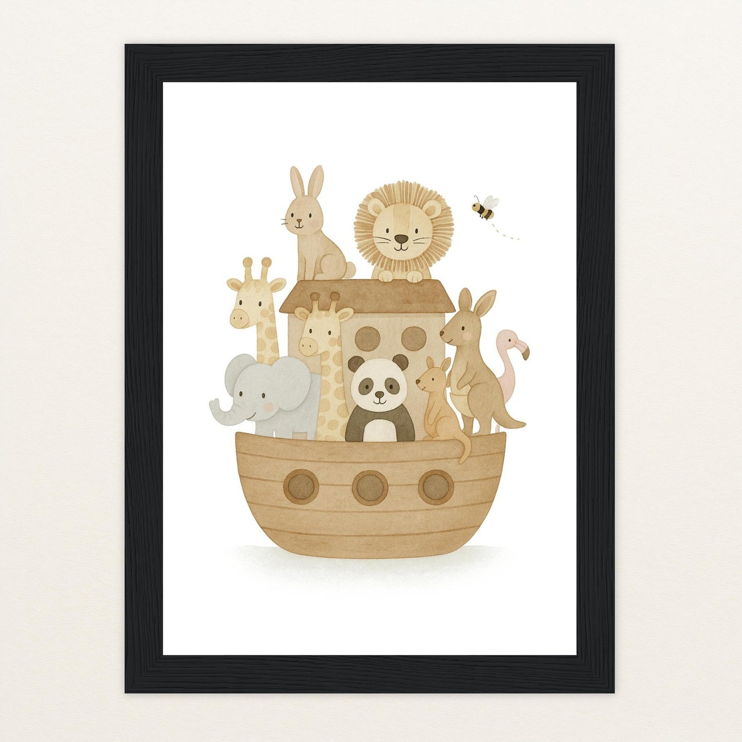 Tierfreunde - Motiv: "Arche Noah" Poster mit Holzrahmen von tinylearner