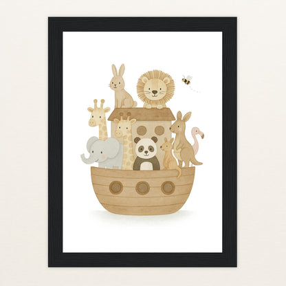 Tierfreunde - Motiv: "Arche Noah" Poster mit Holzrahmen von tinylearner