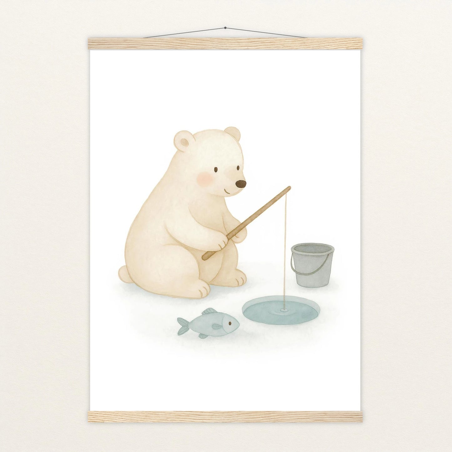 Pummel der Polarbär - Motiv: "Angeln" Poster mit Leisten von tinylearner