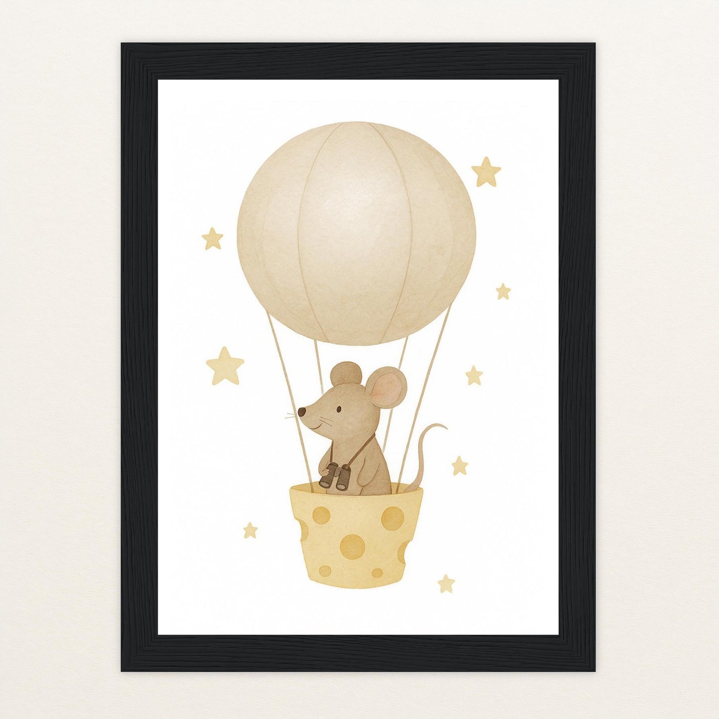 Mimi die Maus - Motiv: "Heißluftballon" Poster mit Holzrahmen von tinylearner