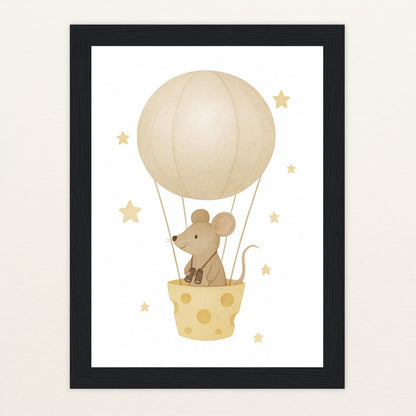 Mimi die Maus - Motiv: "Heißluftballon" Poster mit Holzrahmen von tinylearner