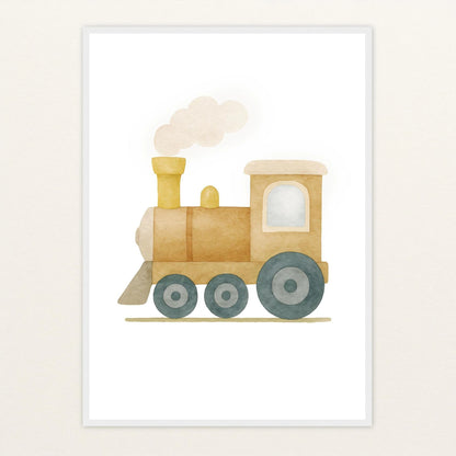 Lokomotive Poster mit Holzrahmen von tinylearner