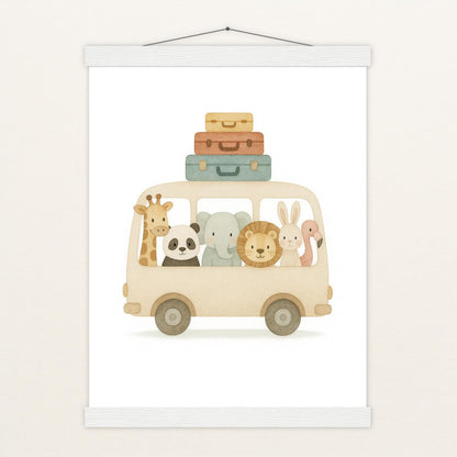 Tierfreunde - Motiv: "Reisebus" Poster mit Leisten von tinylearner