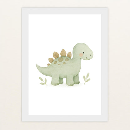 Dinosaurier Stegosaurus Poster mit Holzrahmen von tinylearner