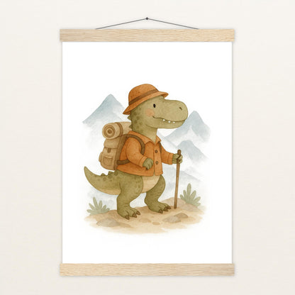 Dinosaurier T-Rex - Motiv: "Wandern" Poster mit Leisten von tinylearner