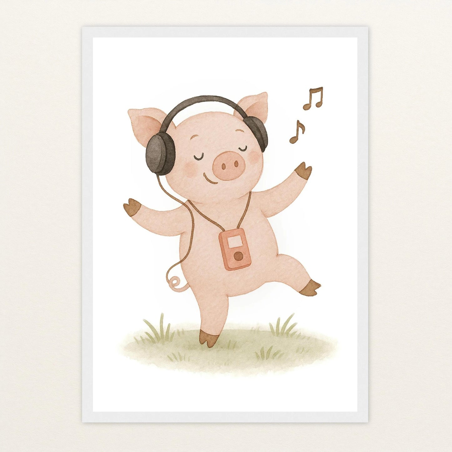 Susi das Schwein - Motiv: "Musik" Poster mit Holzrahmen von tinylearner