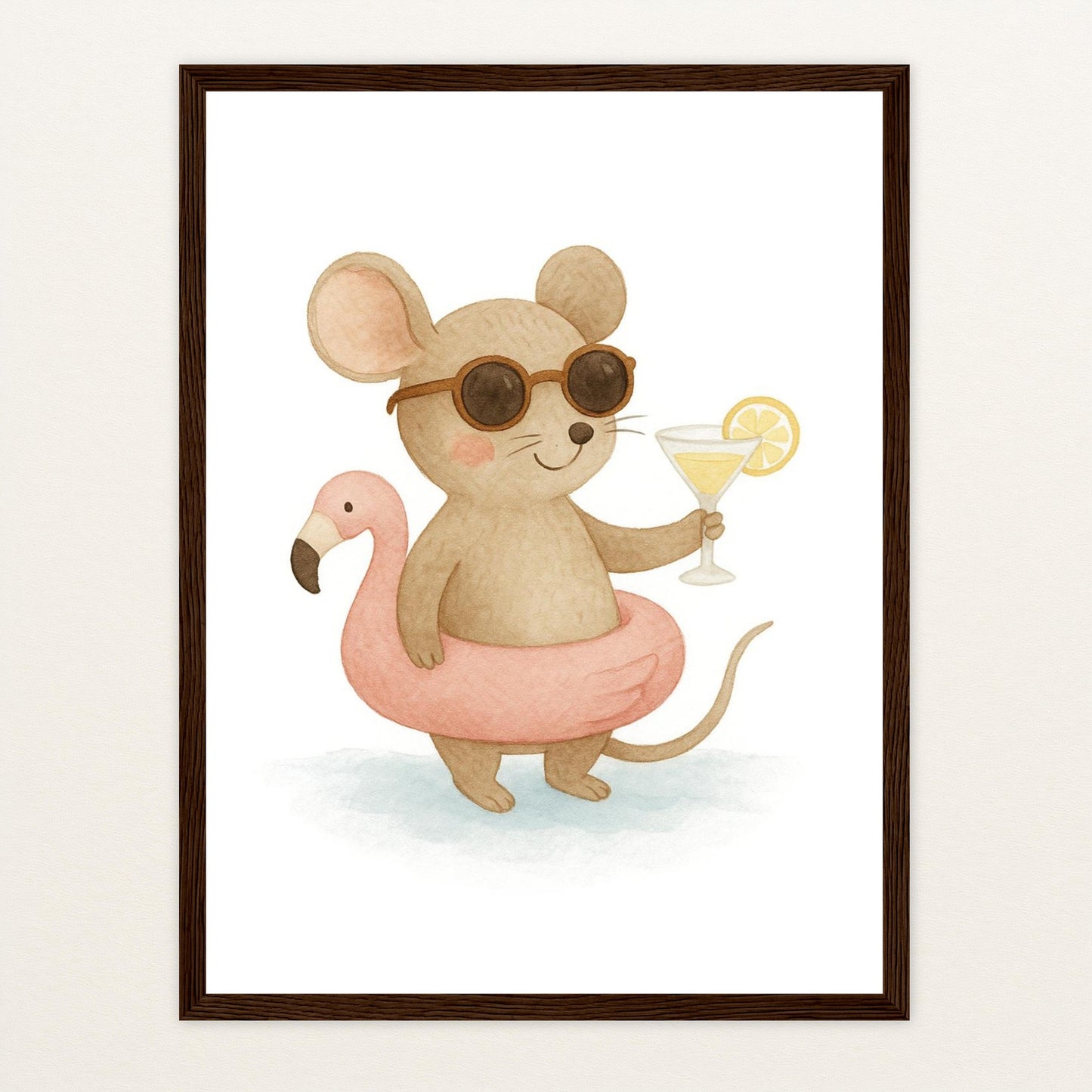 Mimi die Maus - Motiv: "Pooltag" Poster mit Holzrahmen von tinylearner