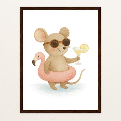 Mimi die Maus - Motiv: "Pooltag" Poster mit Holzrahmen von tinylearner