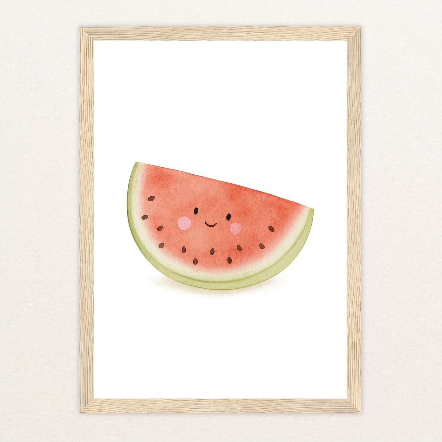 Obst: Melone Poster mit Holzrahmen von tinylearner