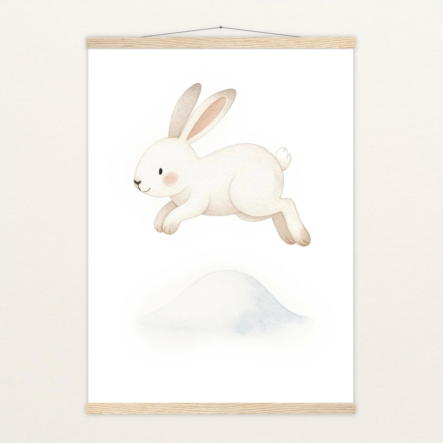 Sina der Schneehase - Motiv: "Schneehügel" Poster mit Leisten von tinylearner