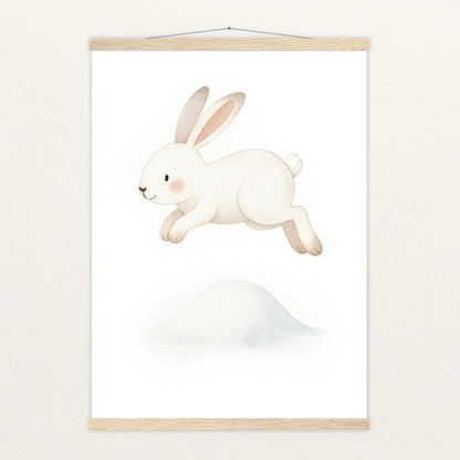 Sina der Schneehase - Motiv: "Schneehügel" Poster mit Leisten von tinylearner