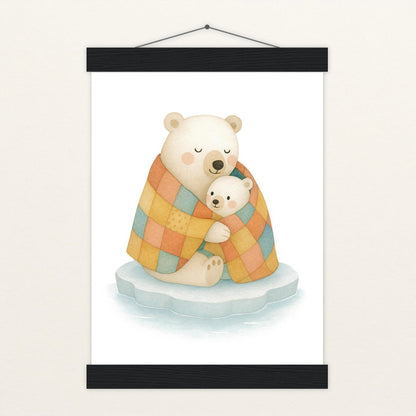 Pummel der Polarbär - Motiv: "Familie" Poster mit Leisten von tinylearner