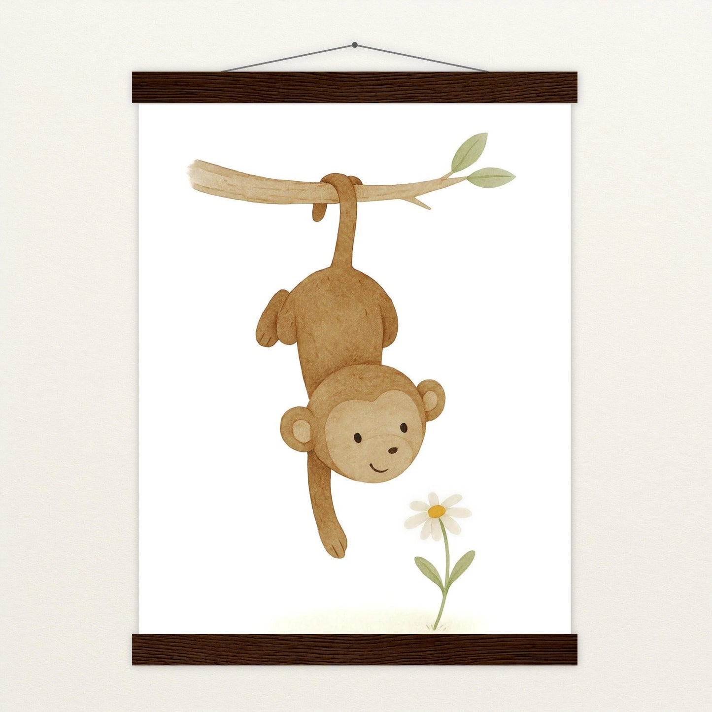 Aki der Affe - Motiv: "Gänseblümchen" Poster mit Leisten von tinylearner